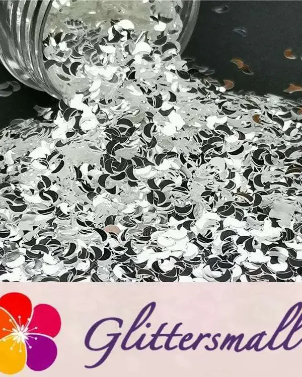 3mm Moon Shapes Mirror Silver Glitter GSY001