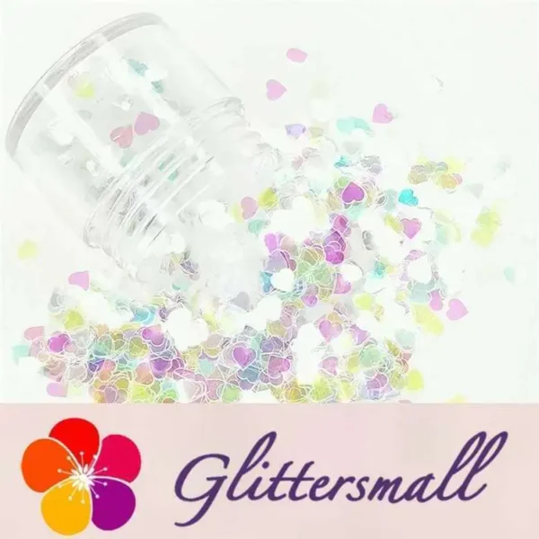 4mm_9a83b92e-f6dd-4459-aed8-4498bdc6869f.webp 4mm Heart Shapes Rainbow Glitter C022