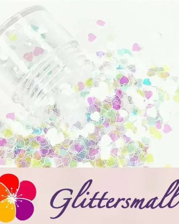 4mm Heart Shapes Rainbow Glitter C022