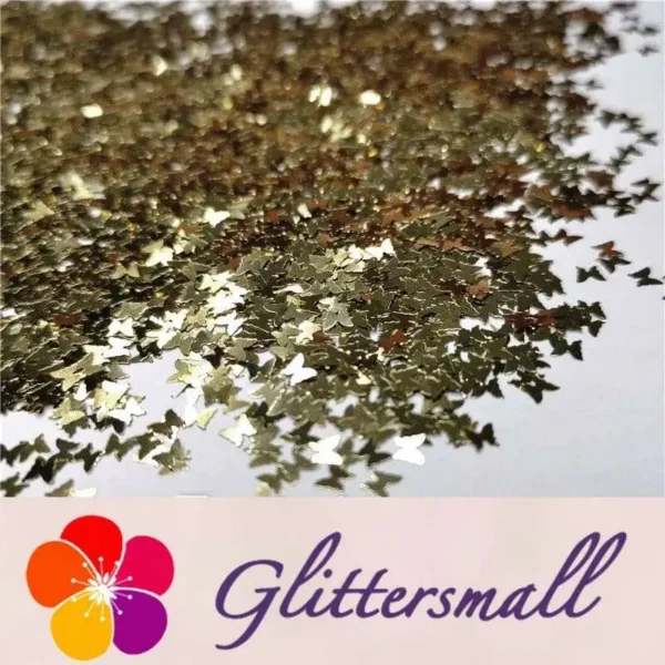 5_1ab69709-fdaf-4e34-9a2c-dc3eb4a6d575.webp 3mm Butterfly Shaped Champagne Gold Glitter B0212
