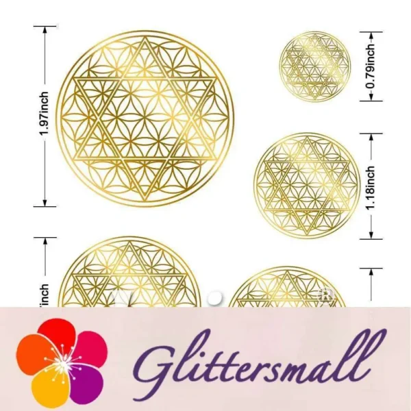 5_9b561df6-d468-4ccf-8fed-05458a6d1e98.webp 5 Size In 1 Set Sri Yantra Lotus Coppering Metal Sticker Golden Charm ZJ308