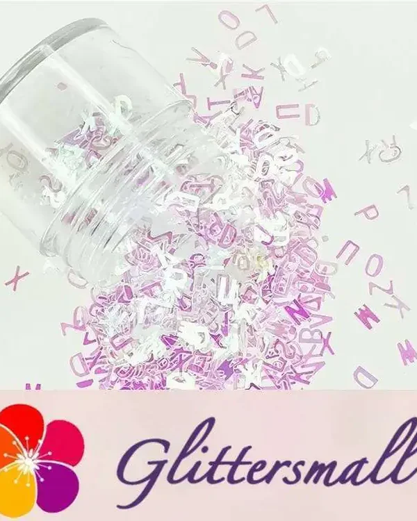 5mm Alphabet Shapes Dream Pink Glitter C003