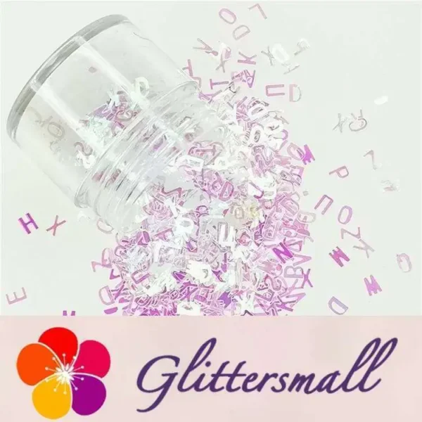 5mm Alphabet Shapes Dream Pink Glitter C003