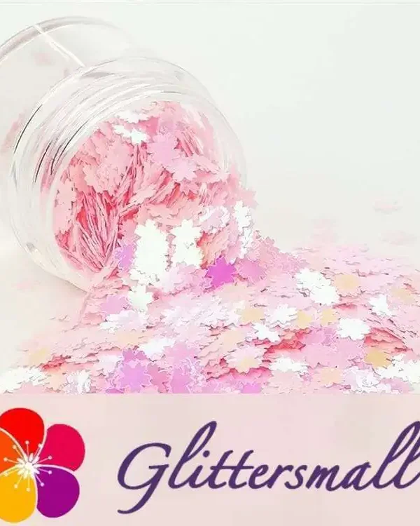 5mm Cherry Blossoms (Sakura) Shapes Rose Pink Glitter C018R