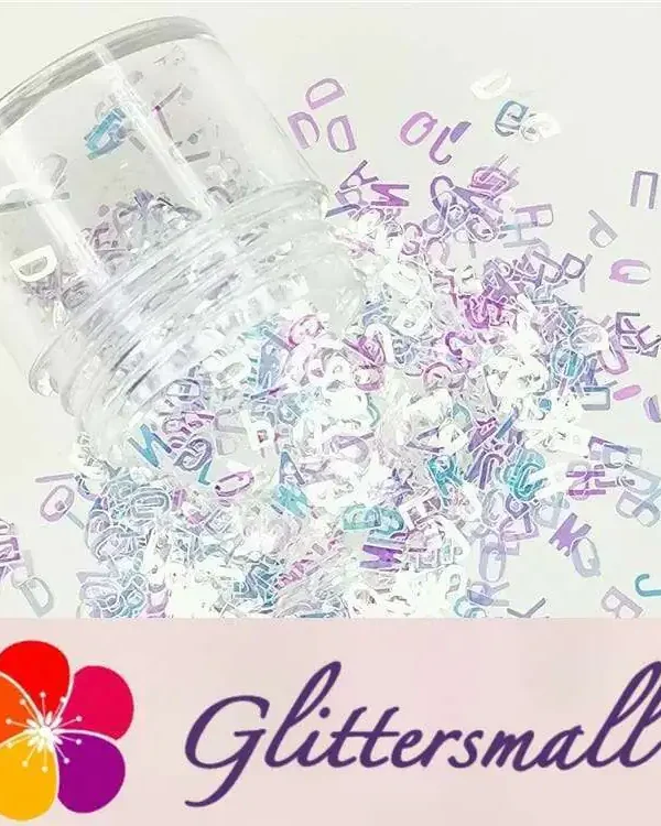 5mm Alphabet Shapes Dream Blue Glitter C004