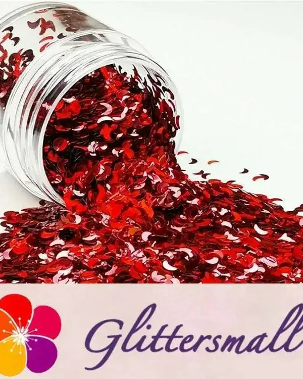3mm Moon Shapes Laser Red Glitter LB0300