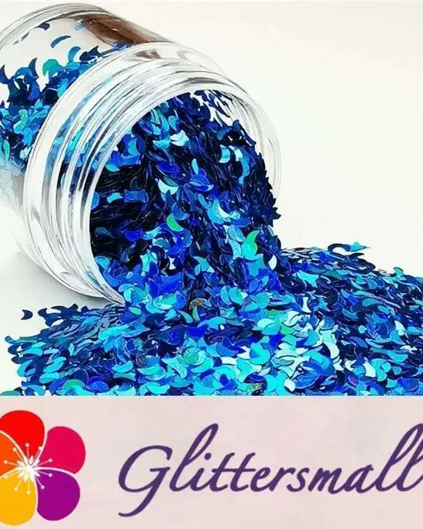3mm Moon Shapes Laser Sky Blue Glitter LB0700