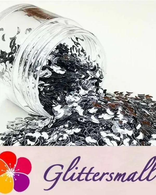 3mm Moon Shapes Silver Glitter B0100
