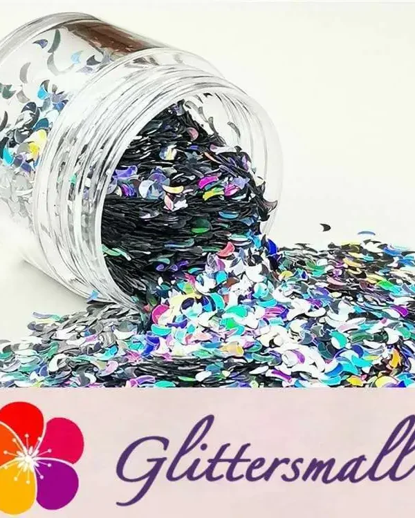 3mm Moon Shapes Laser Silver Glitter LB0100