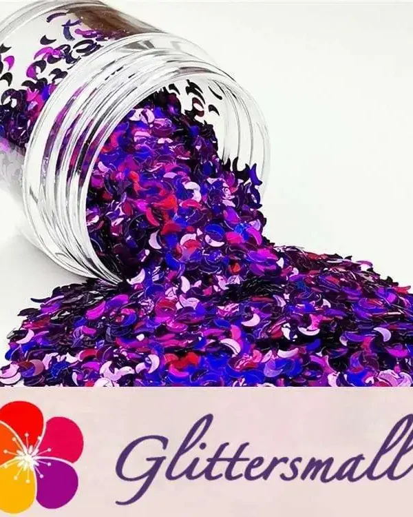 3mm Moon Shapes Laser Purple Glitter LB0800
