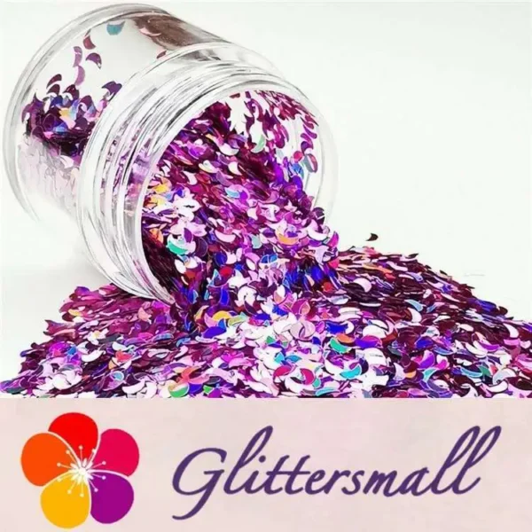 3mm Moon Shapes Laser Pink Glitter LB0901