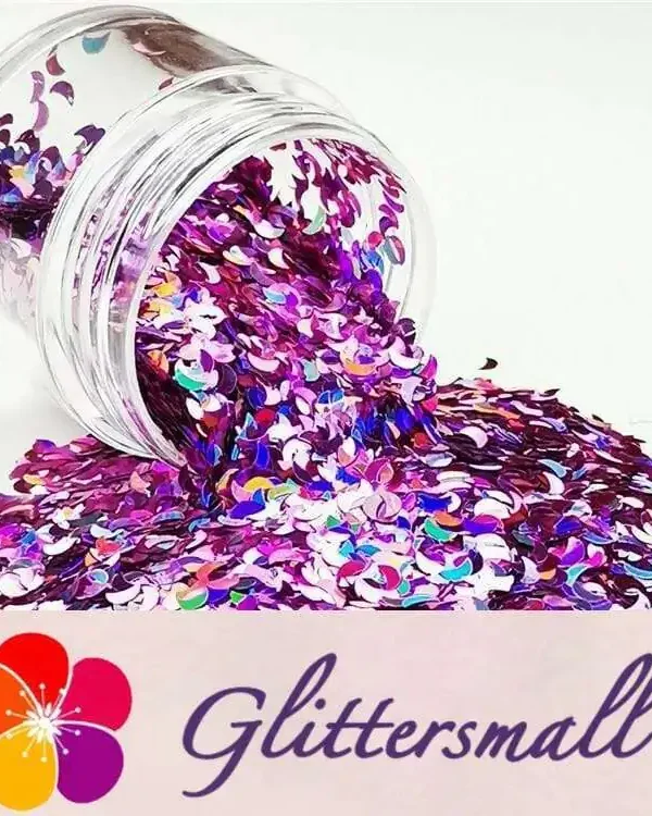 3mm Moon Shapes Laser Pink Glitter LB0901