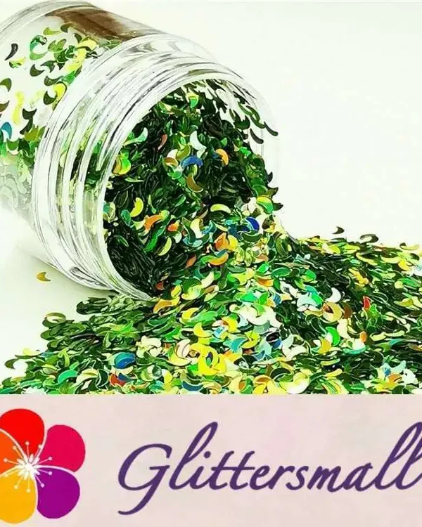 3mm Moon Shapes Laser Green Glitter LB0601