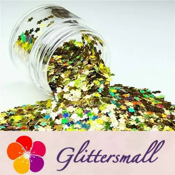 3mm Flower Shapes Laser Gold Glitter LB0210