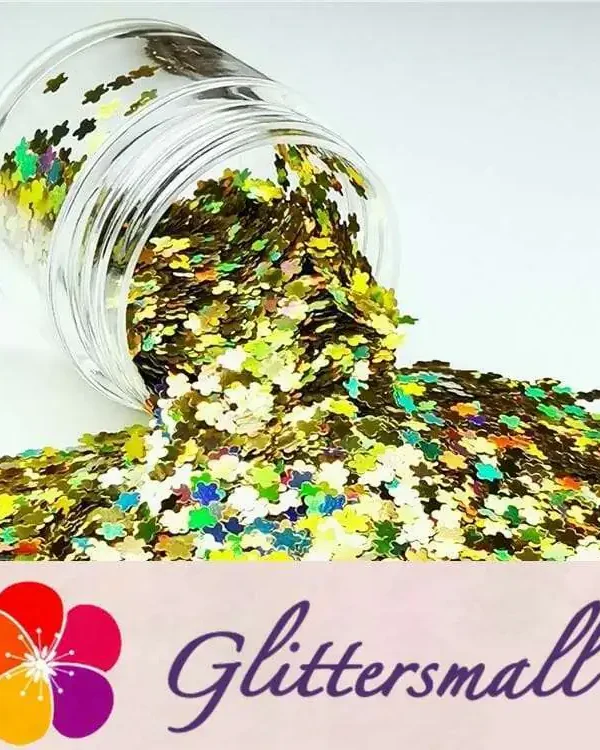 3mm Flower Shapes Laser Gold Glitter LB0210