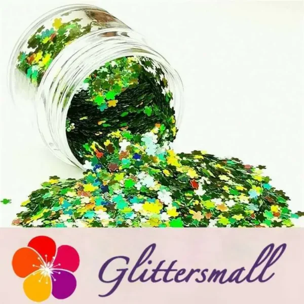 IMG_20190408_204325_e246ed5e-6ad2-4b54-91de-95cbfc5cc73a.webp 3mm Flower Shapes Laser Green Glitter LB0601
