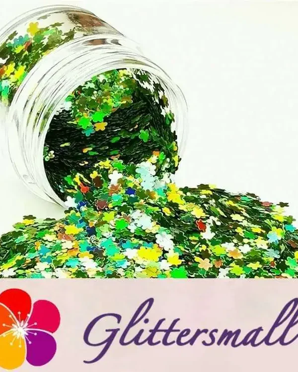3mm Flower Shapes Laser Green Glitter LB0601
