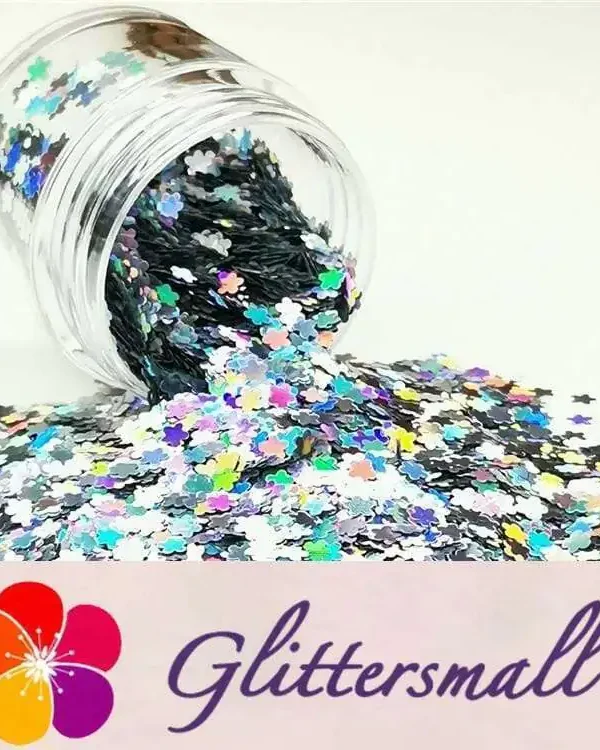 3mm Flower Shapes Laser Silver Glitter LB0100