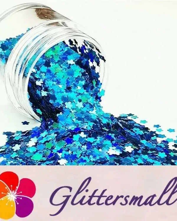 3mm Flower Shapes Laser Sky Blue Glitter LB0700
