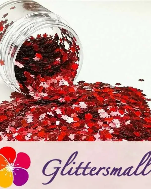 3mm Flower Shapes Laser Red Glitter LB0300