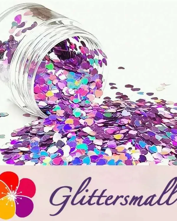 3mm Heart Shapes Laser Pink Glitter LB0901