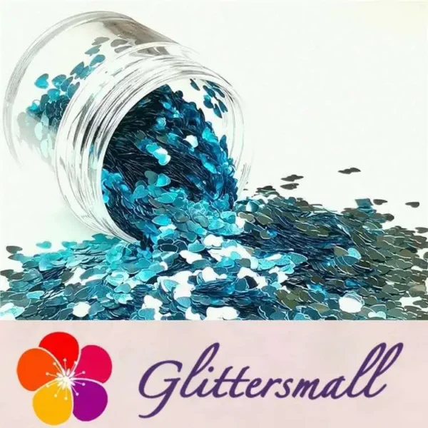 3mm Heart Shapes Sky Blue Glitter B0711