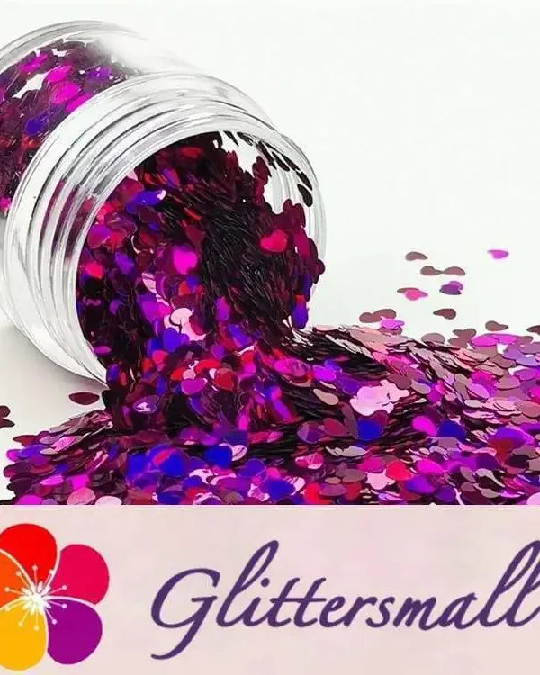 IMG_20190408_222230_08b22c36-5fa4-4266-af83-e633bb7f4561.webp 3mm Heart Shapes Laser Rose Red Glitter LB0900