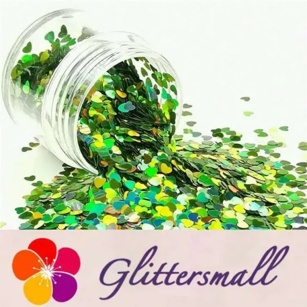 IMG_20190408_224311_d60695f3-76d8-470f-80b5-4bfc54ec74ea.webp 3mm Heart Shapes Laser Green Glitter LB0601