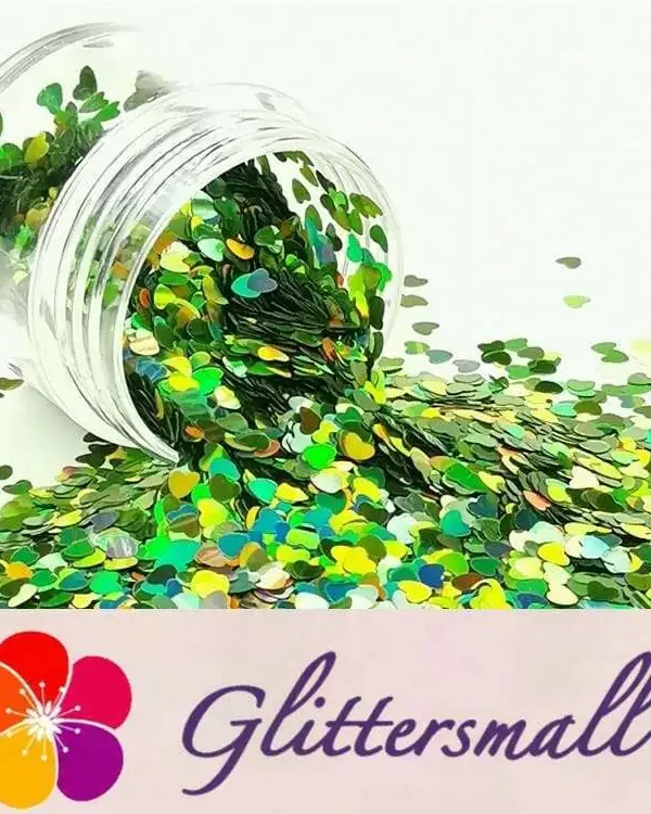 IMG_20190408_224311_d60695f3-76d8-470f-80b5-4bfc54ec74ea.webp 3mm Heart Shapes Laser Green Glitter LB0601