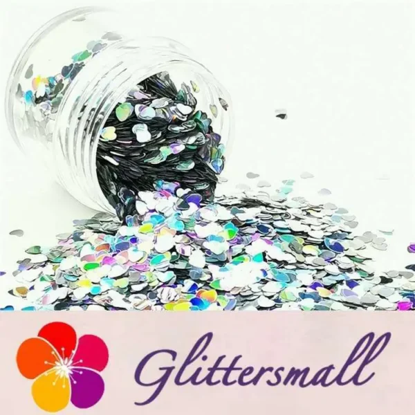 3mm Heart Shapes Laser Silver Glitter LB0100