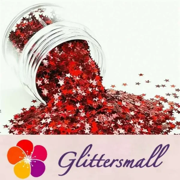 3mm Star Shapes Laser Red Glitter LB0300