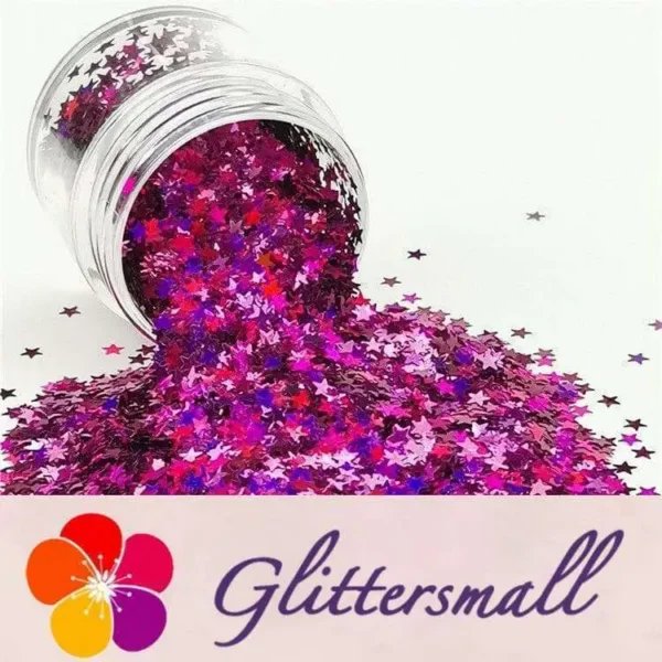 3mm Star Shapes Laser Rose Red Glitter LB0912