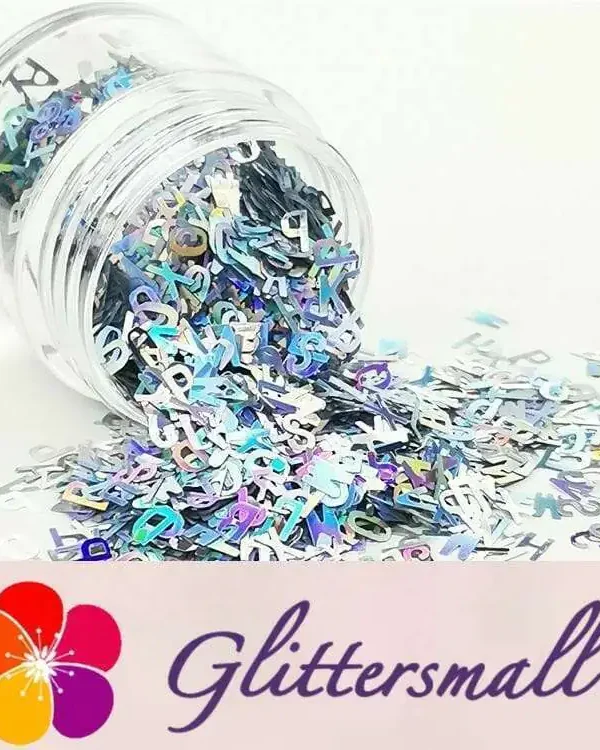 5mm Alphabet Shapes Laser Silver Glitter LB0100