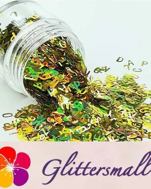 5mm Alphabet Shapes Laser Gold Glitter LB0210