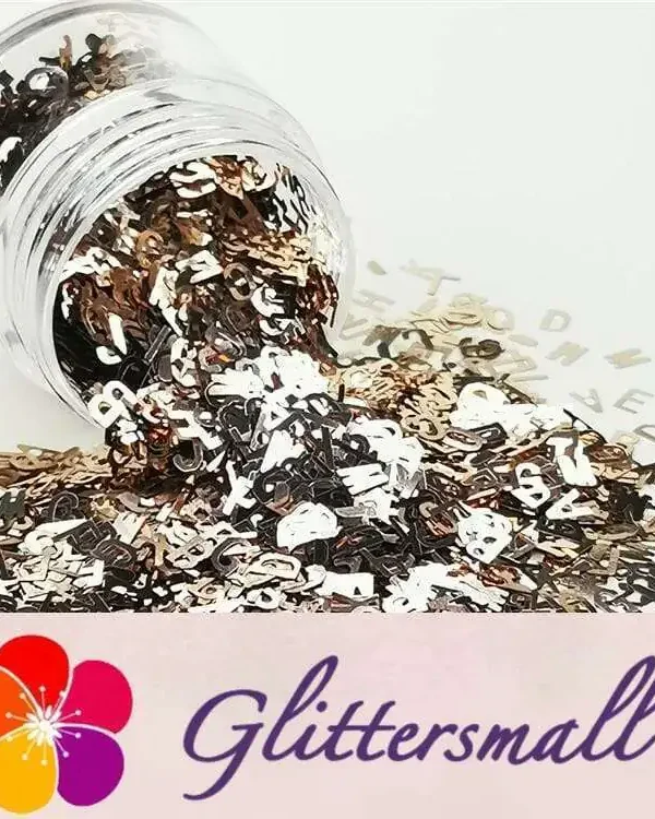 5mm Alphabet Shapes Sand Gold Glitter B0213