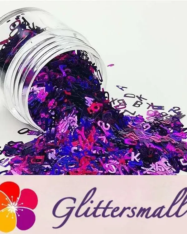 5mm Alphabet Shapes Laser Purple Glitter LB0800