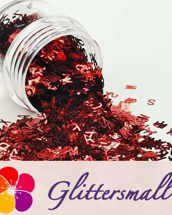 5mm Alphabet Shapes Red Glitter B0306