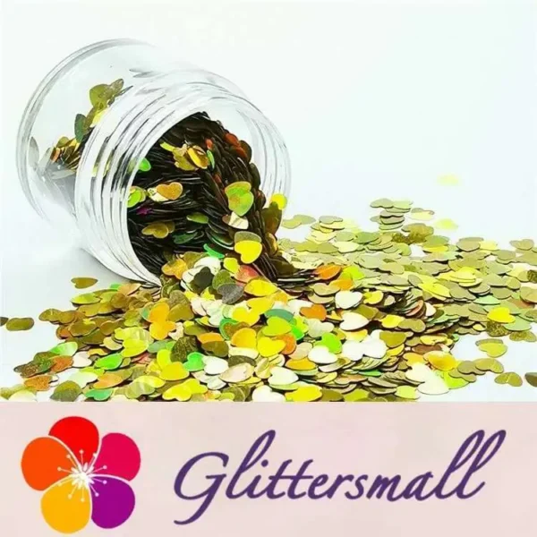 4mm Heart Shapes Laser Gold Glitter LB0210
