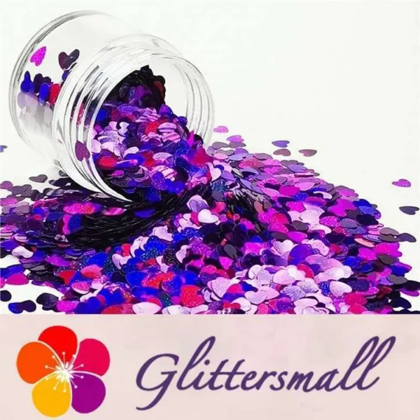 4mm Heart Shapes Laser Purple Glitter LB0800