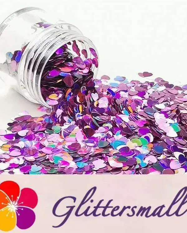 4mm Heart Shapes Laser Pink Glitter LB0901