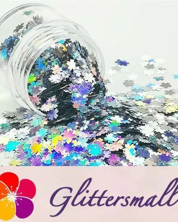 5mm Cherry Blossoms (Sakura) Shapes Laser Silver Glitter LB0100