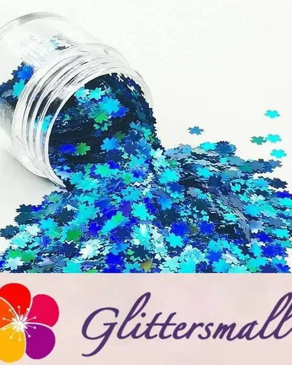 5mm Cherry Blossoms (Sakura) Shapes Laser Sky Blue Glitter LB0700