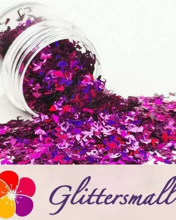 3mm Umbrella Shapes Laser Rose Red Glitter LB0900