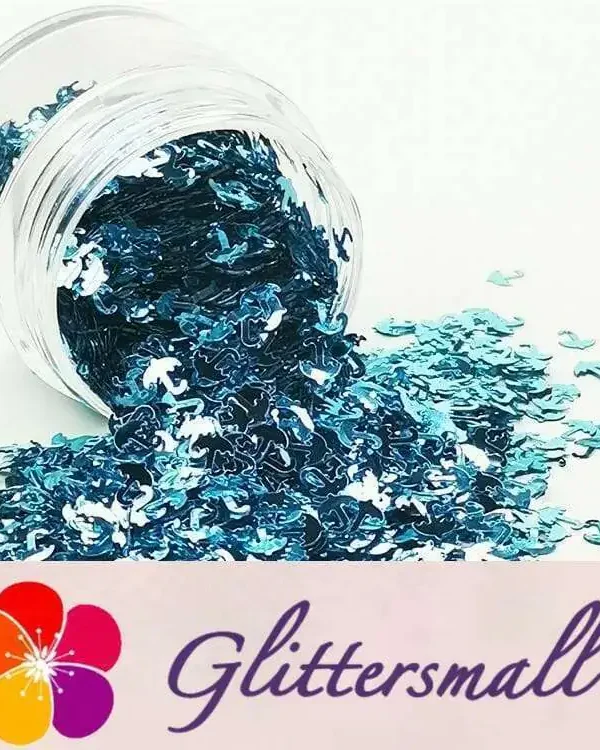3mm Umbrella Shapes Sky Blue Glitter B0711