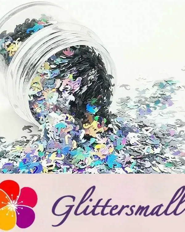 3mm Umbrella Shapes Laser Silver Glitter LB0100