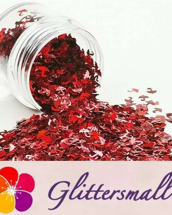 3mm Umbrella Shapes Laser Red Glitter LB0300