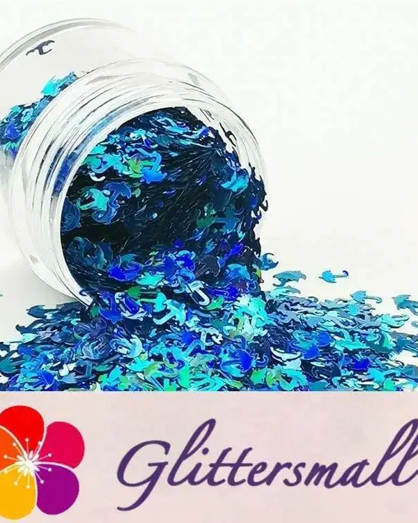 3mm Umbrella Shapes Laser Sky Blue Glitter LB0700