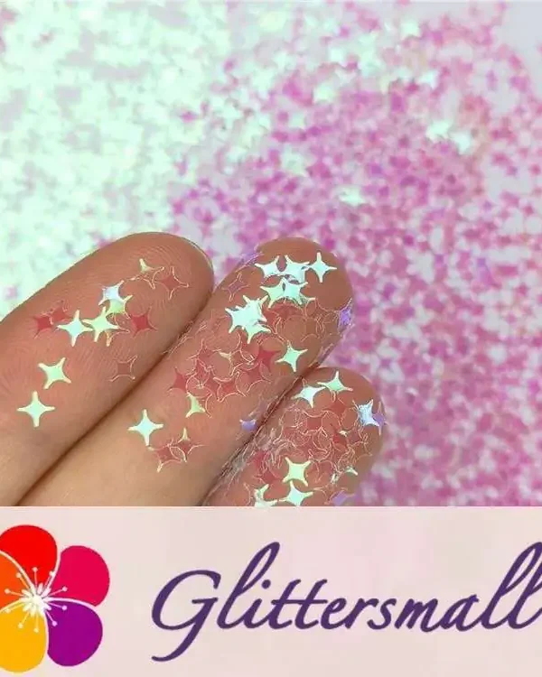 3/4/5mm Four Pointed Star Shapes Dream Pink Glitter C003
