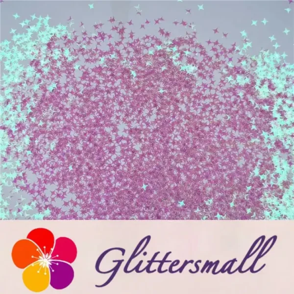 3/4/5mm Four Pointed Star Shapes Dream Pink Glitter C003