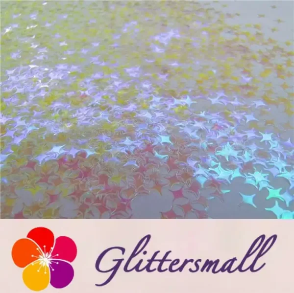 3/4/5mm Four Pointed Star Shapes Dream Pink Glitter C003